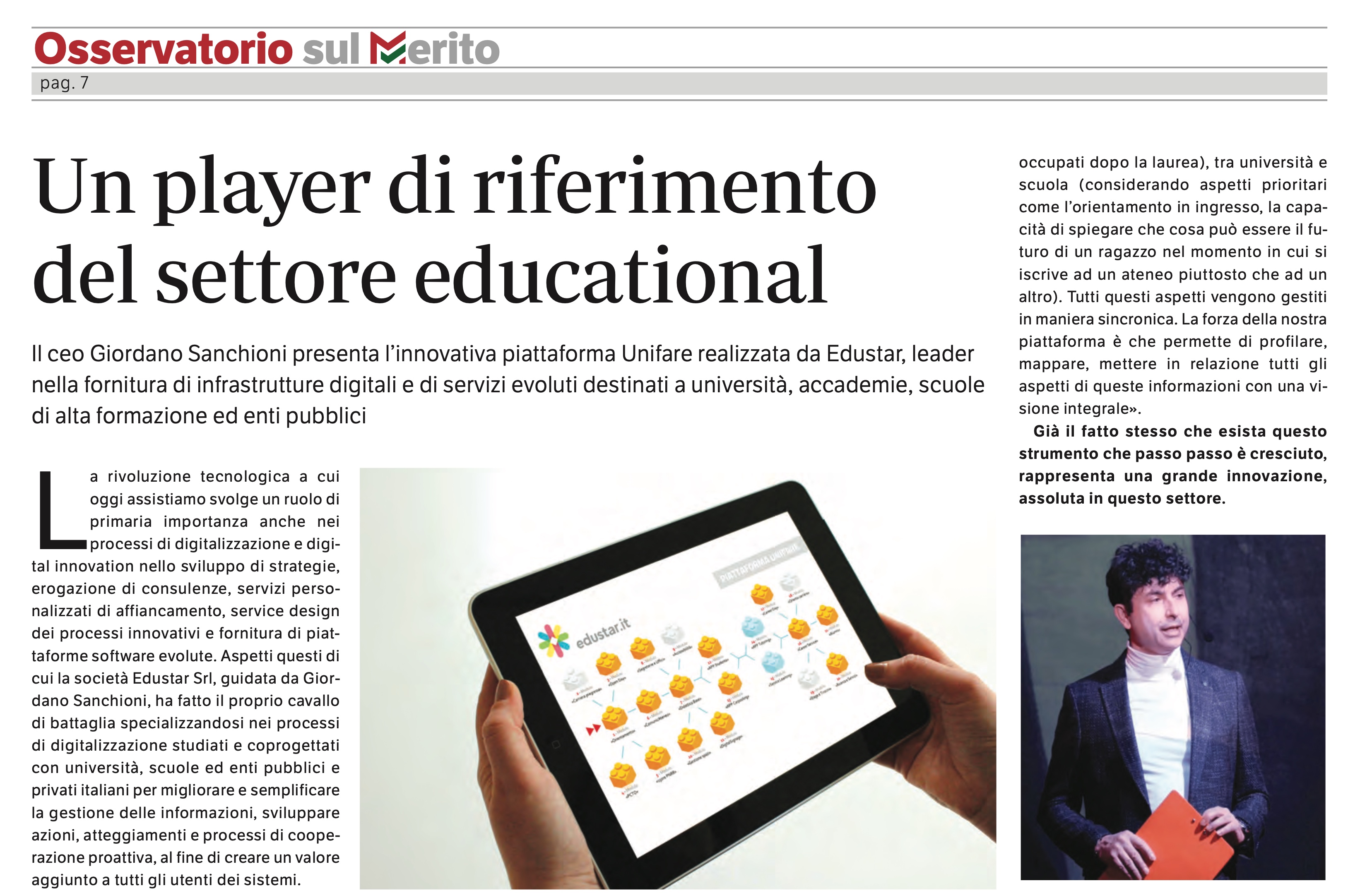Immagine articolo Edustar tra le eccellenze dell’Osservatorio sul Merito 2025